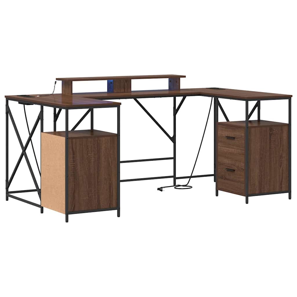 Schreibtisch mit Regal Schwarz Eichen-Optik 182 x 101 x 87,5 cm