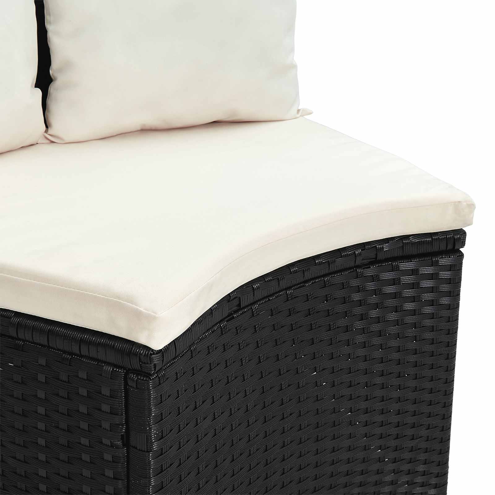 2-tlg. Garten-Sofagarnitur mit Auflagen Poly Rattan Schwarz