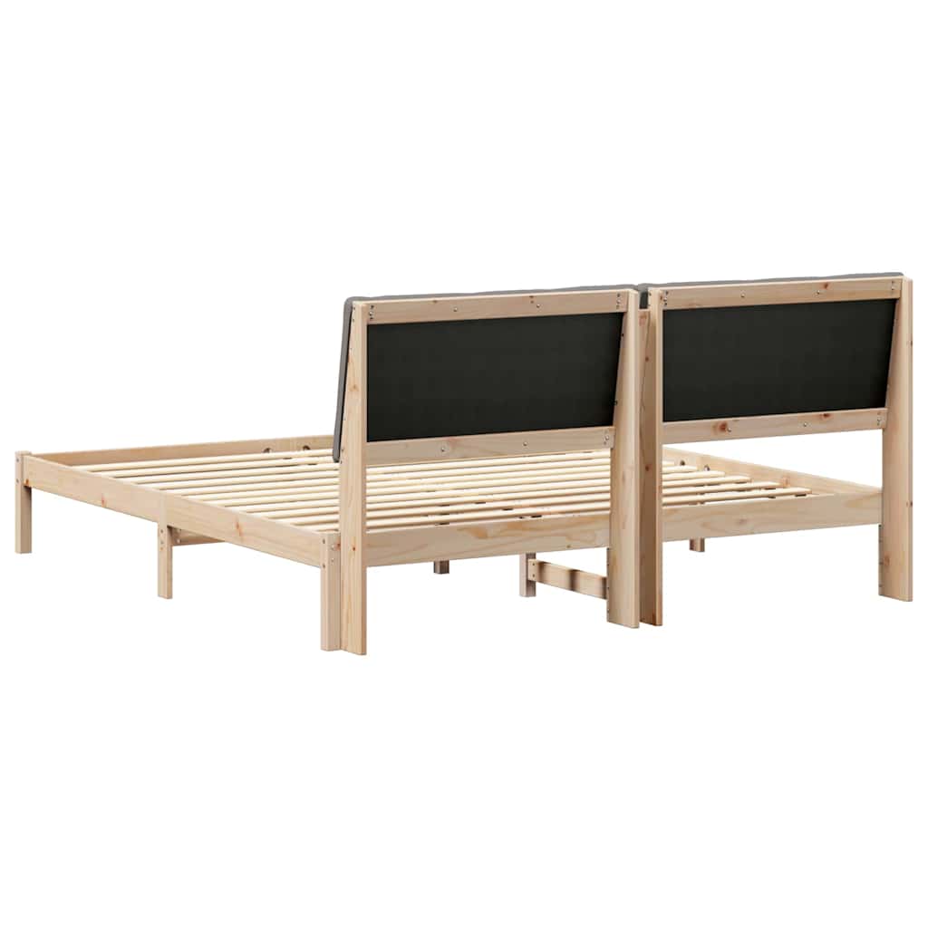 Bettgestell Braun und hellgrau 200 x 200 cm Massivholz Kiefer