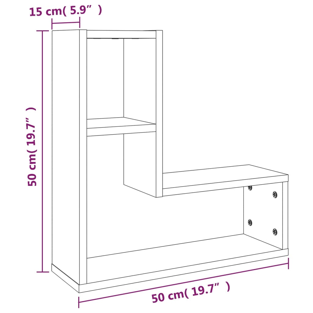 Wandregale 2 Stk. Weiß 50x15x50 cm Holzwerkstoff