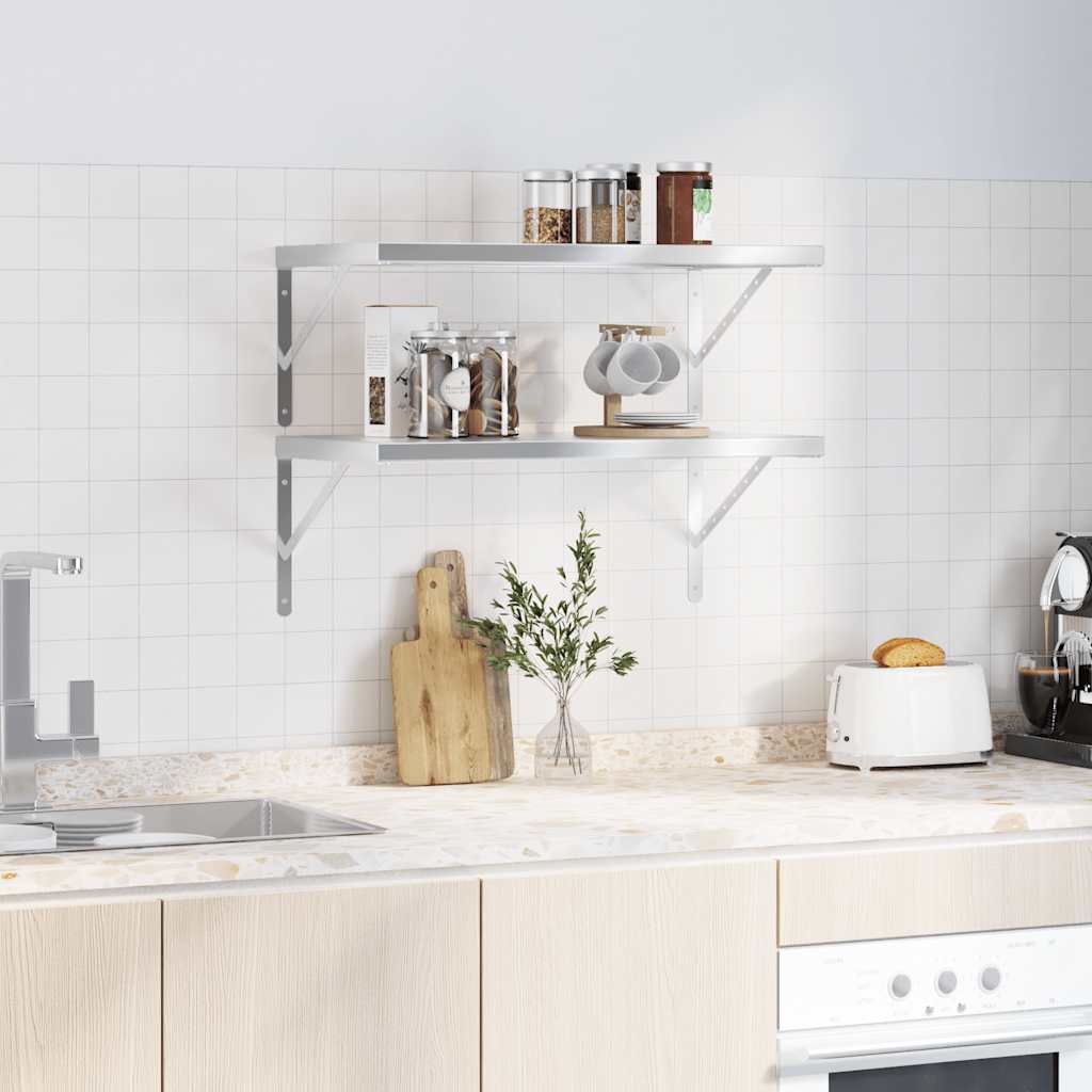 Wandregale 2 Stk. 100x40 cm Silbern Edelstahl