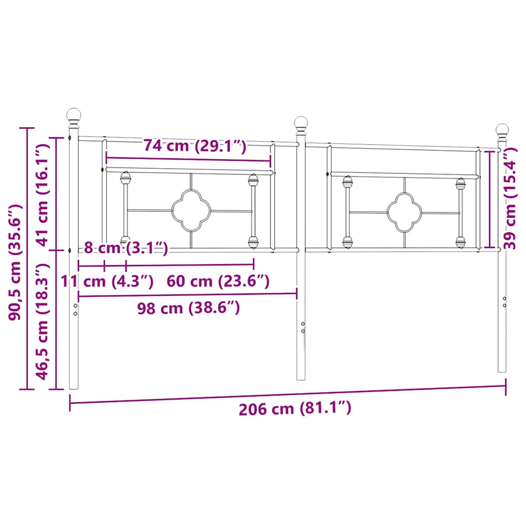 Ersatz-Kopfteil Metall Schwarz 100 cm