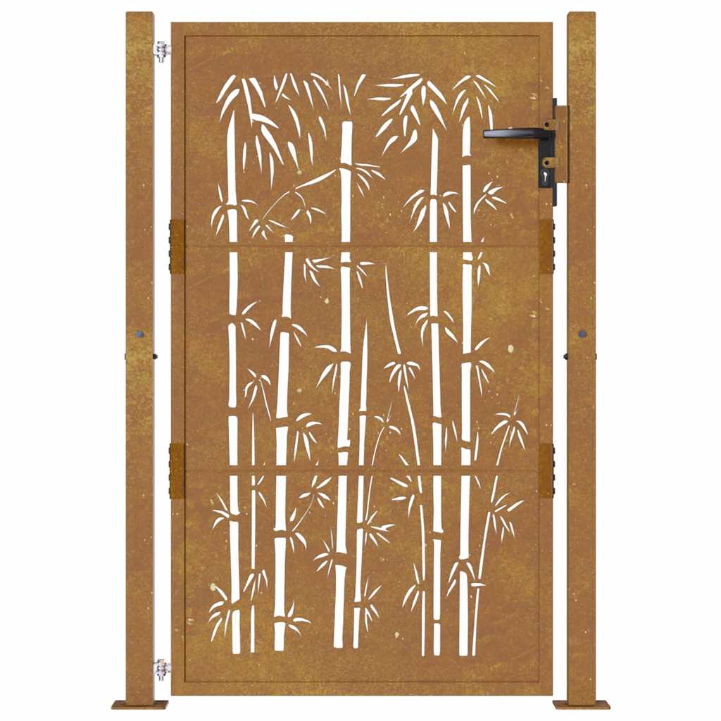 Gartentor 100x75 cm Cortenstahl Bambus-Design