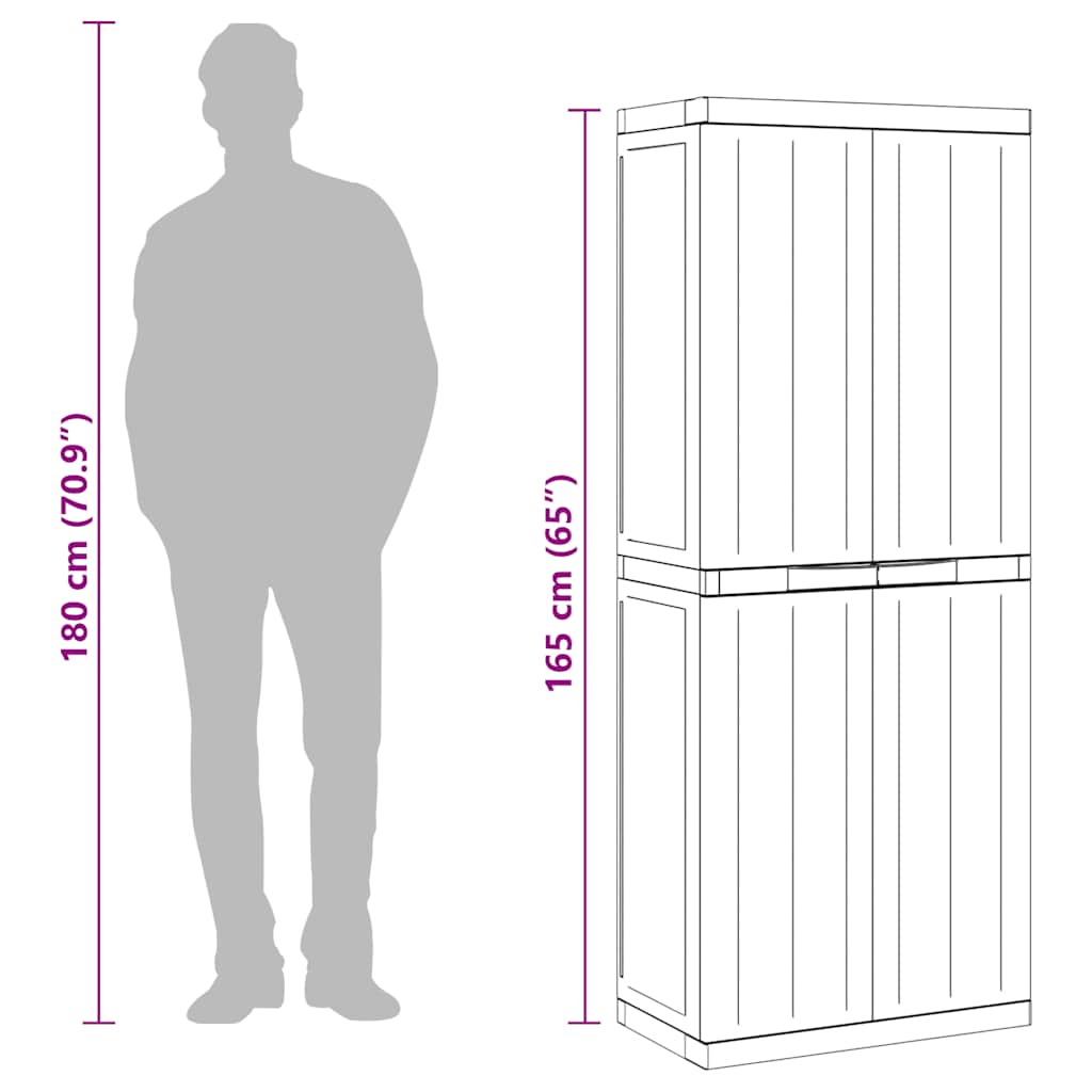 Gartenschrank Grau und Schwarz 65x37x85 cm PP