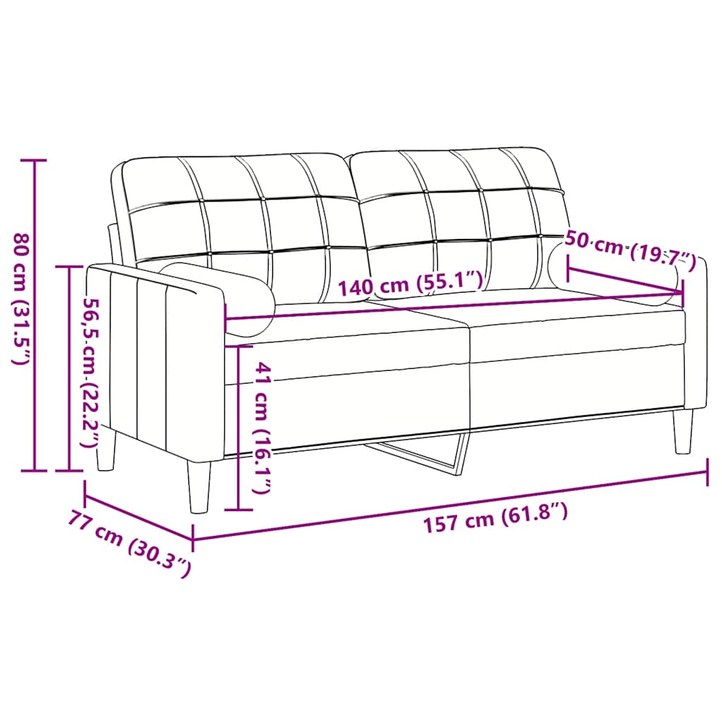 2-Sitzer-Sofa mit Zierkissen Hellgrau 120 cm Samt