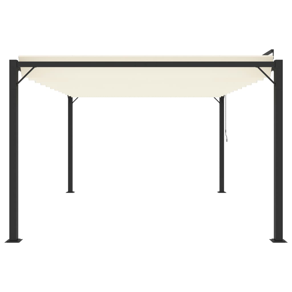 Pergola mit Lamellendach 3x3 m Creme Stoff und Aluminium
