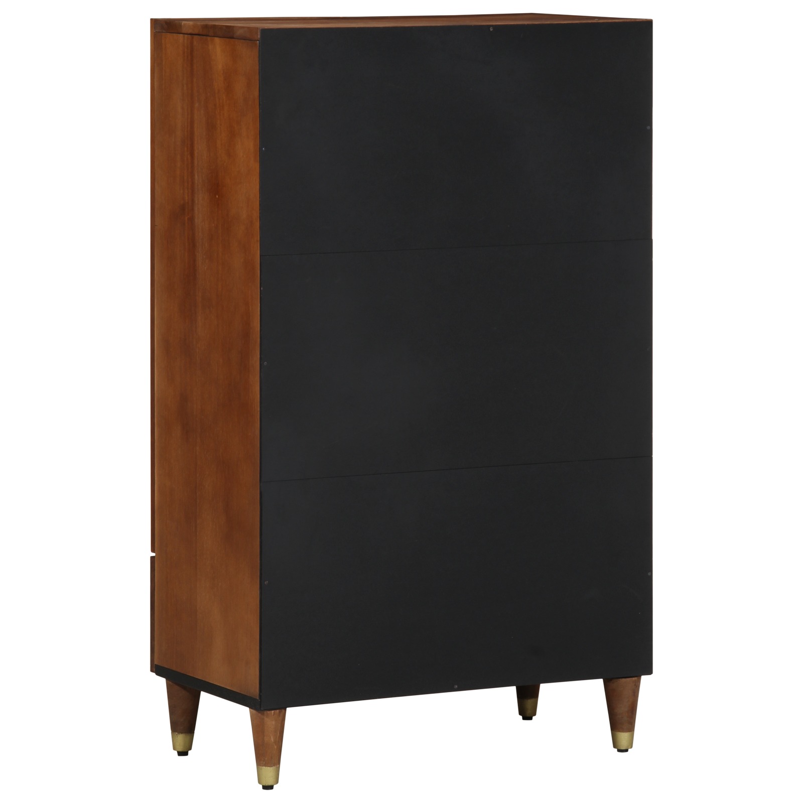 Highboard Grau und Gold 60 x 33 x 100 cm Massivholz Mango