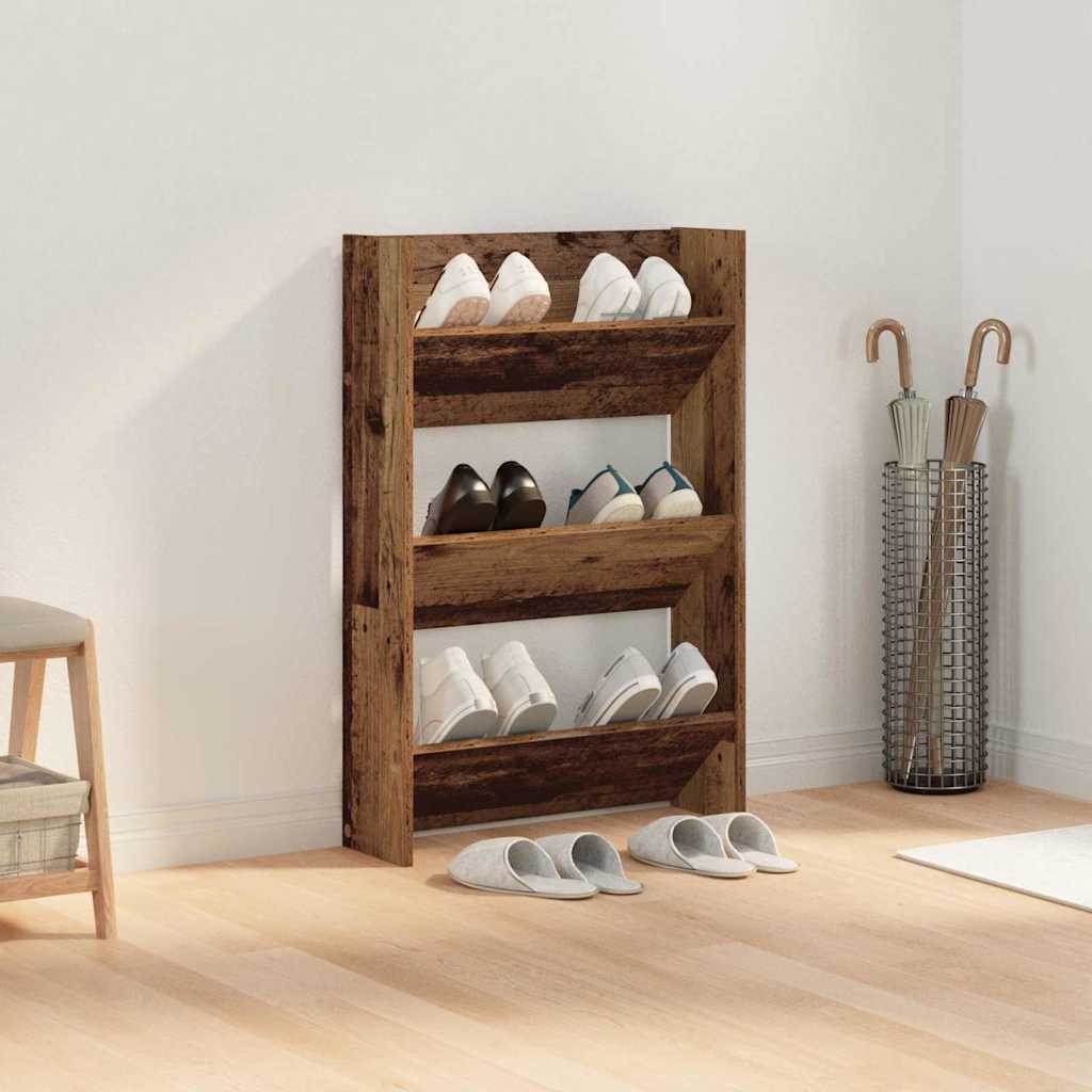 Wand-Schuhschränke 4 Stk. Weiß 60x18x60 cm Holzwerkstoff
