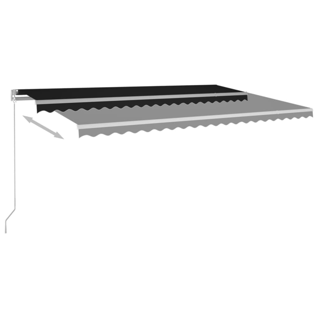 Markise Manuell Einziehbar mit LED 300x250 cm Blau und Weiß
