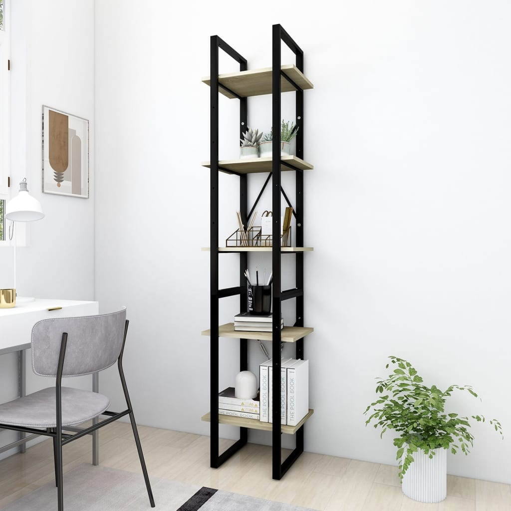 Bücherregal 5 Fächer Weiß 40x30x175 cm Holzwerkstoff