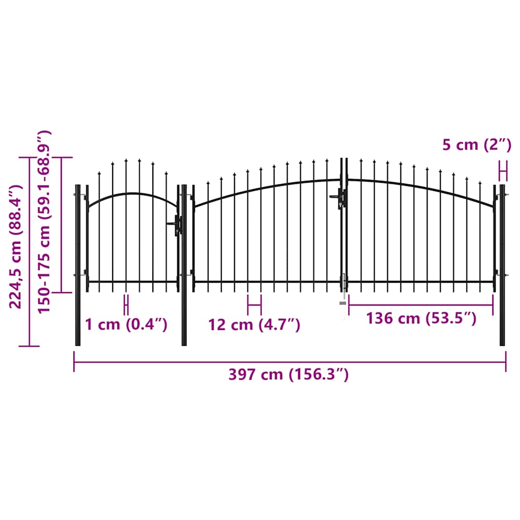 Gartentor Woerden Stahl 1x4 m Schwarz
