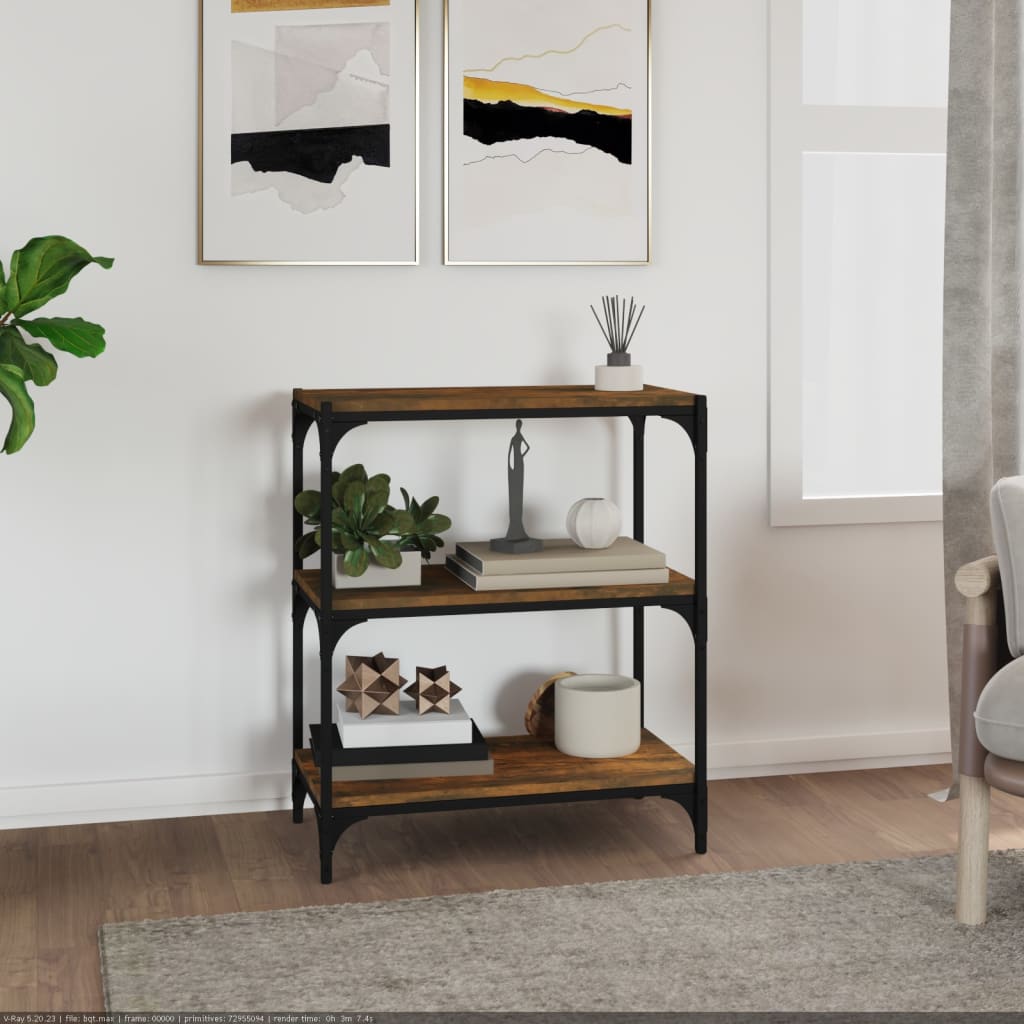 Bücherregal Schwarz 40x33x70,5 cm Holzwerkstoff und Stahl