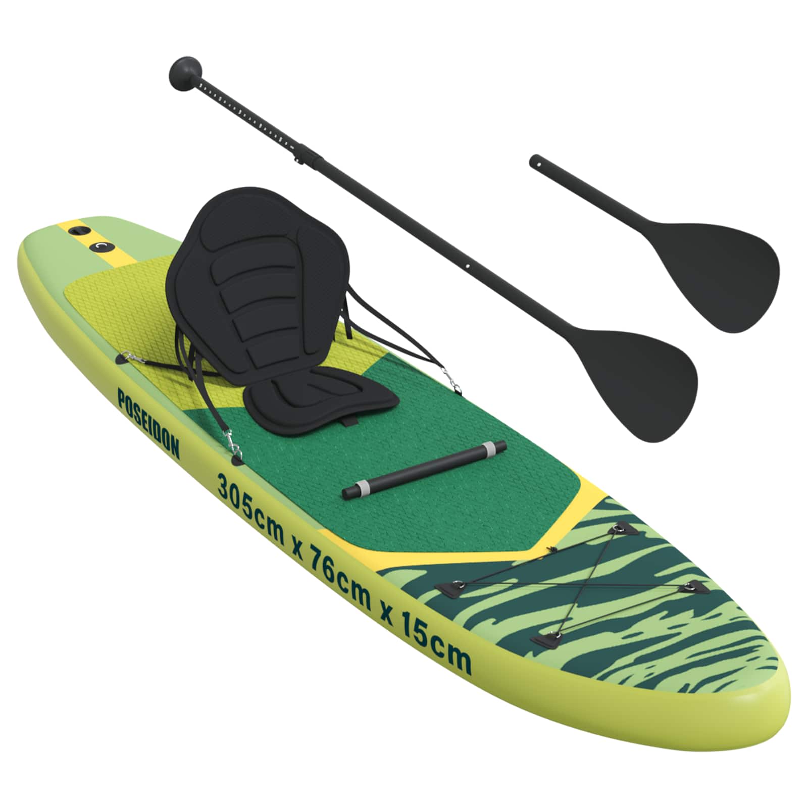 SUP Board mit Sitz 2-in-1 POSEIDON 305 x 76 x 15 cm Grün für