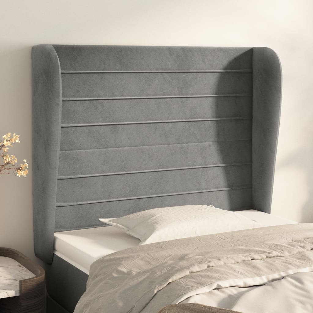 Kopfteil mit Ohren Dunkelblau 203x23x118/128 cm Samt