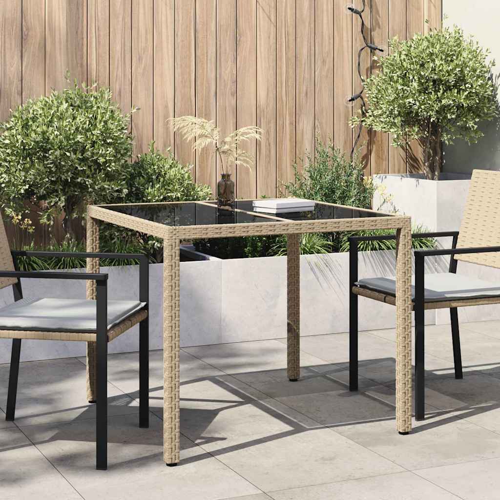 Gartentisch 150x90x75 cm Hartglas und Poly Rattan Grau