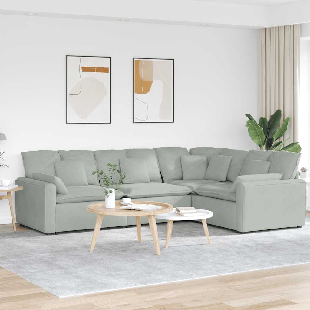 Modulares Sofa mit Kissen Samt Blau