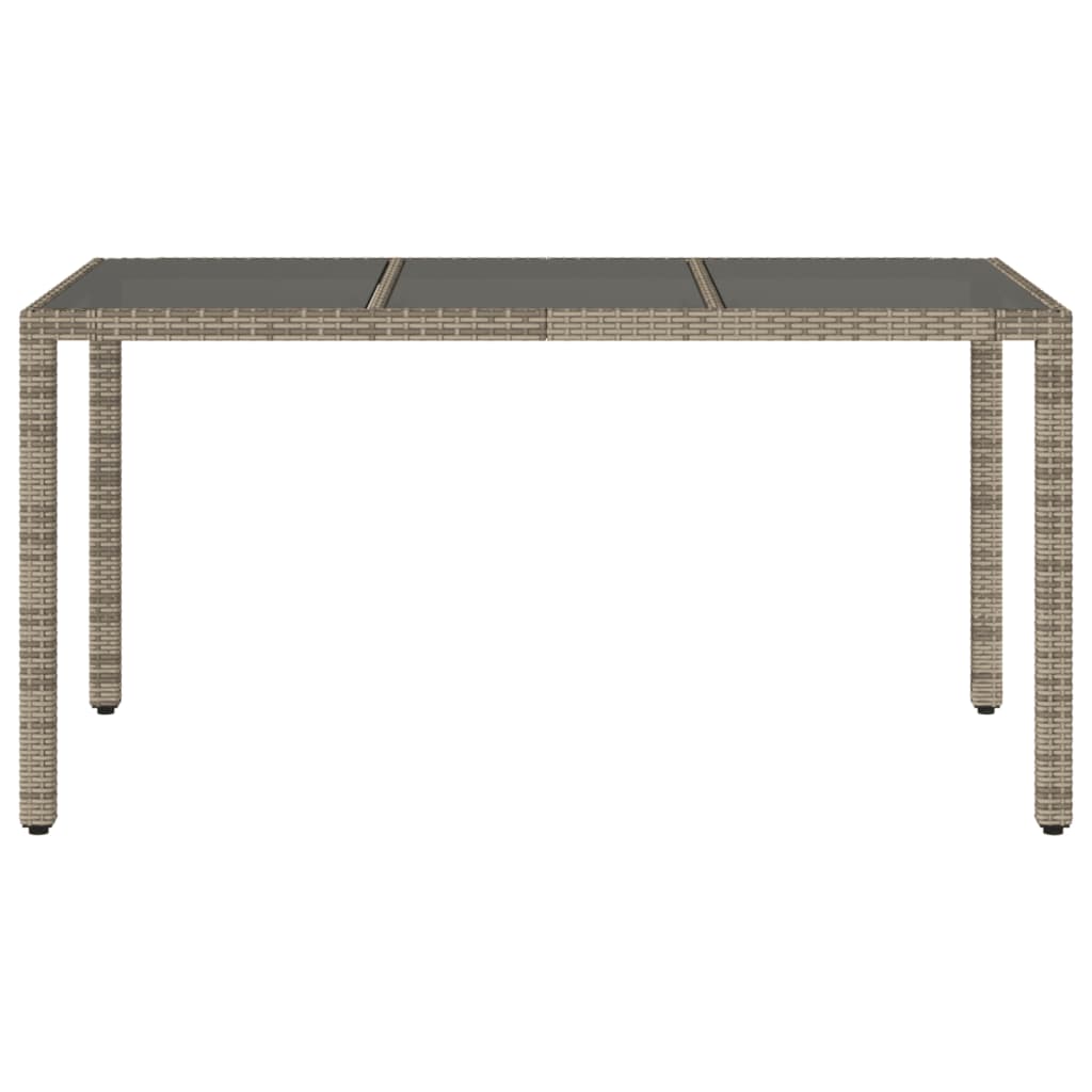 Gartentisch 150x90x75 cm Hartglas und Poly Rattan Schwarz