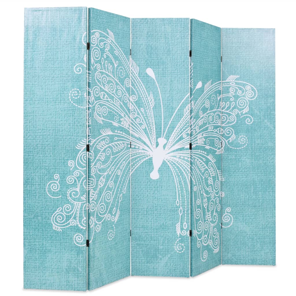 Raumteiler klappbar 120 x 170 cm Schmetterling Blau