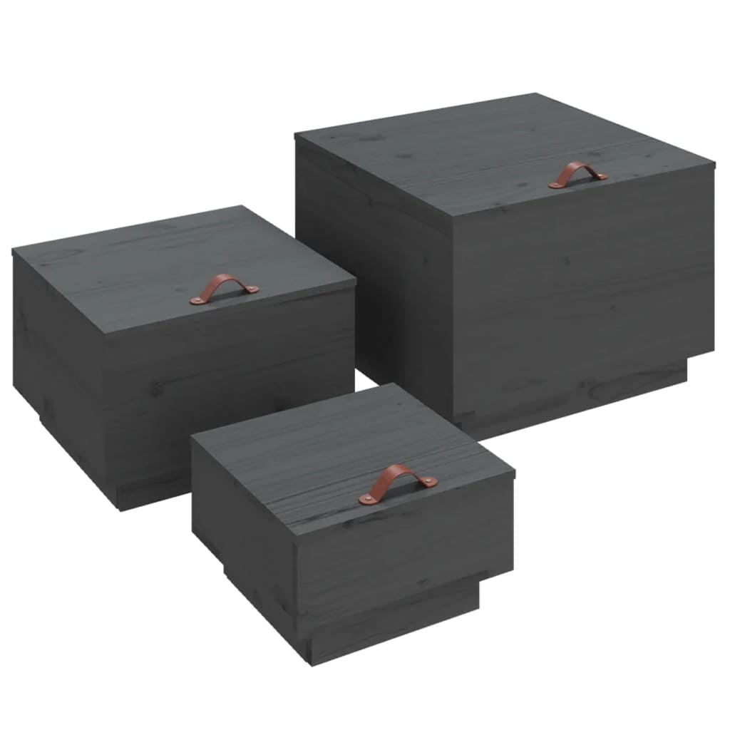 Aufbewahrungsboxen mit Deckeln 3 Stk. Weiß Massivholz Kiefer