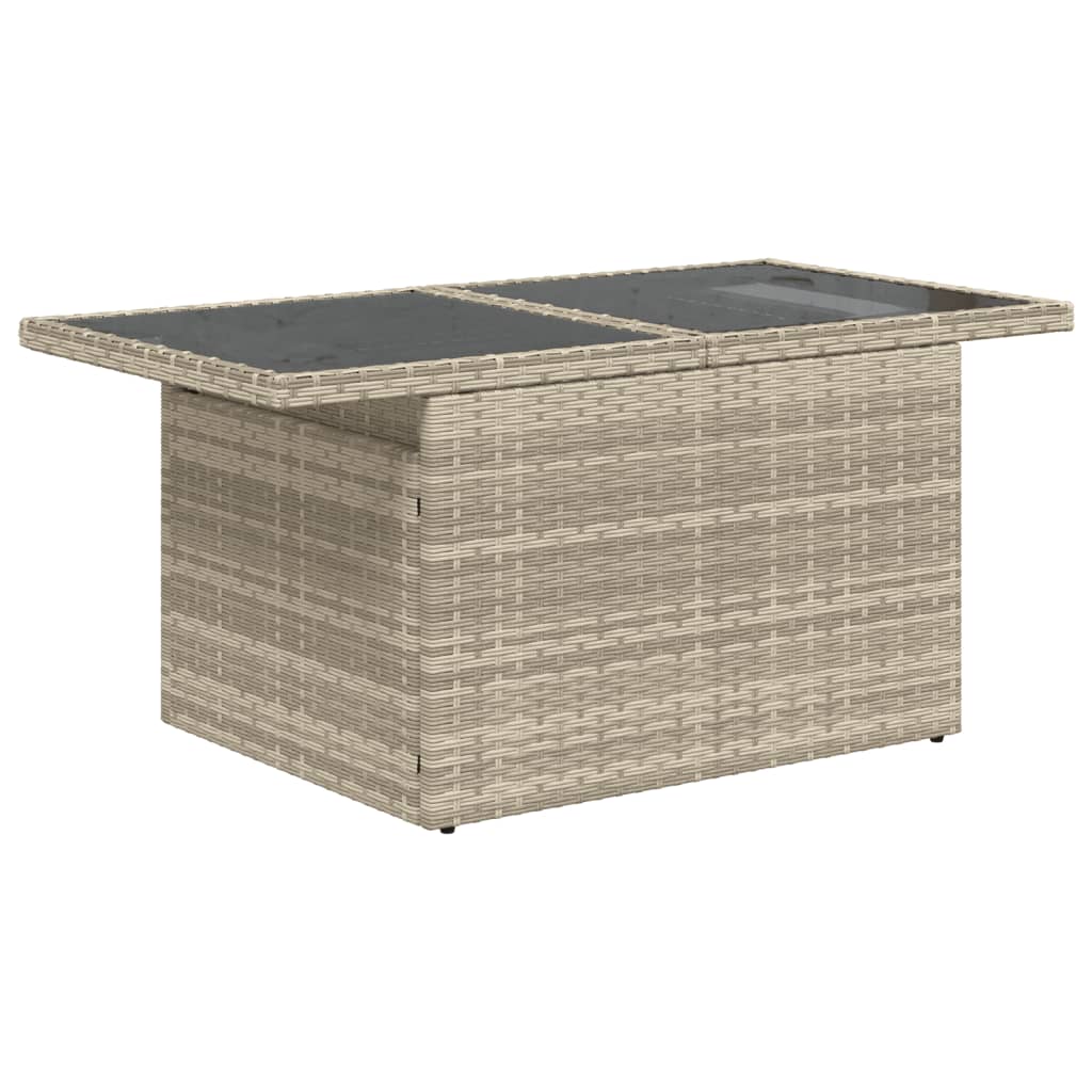 10-tlg. Garten-Sofagarnitur mit Kissen Beige Poly Rattan