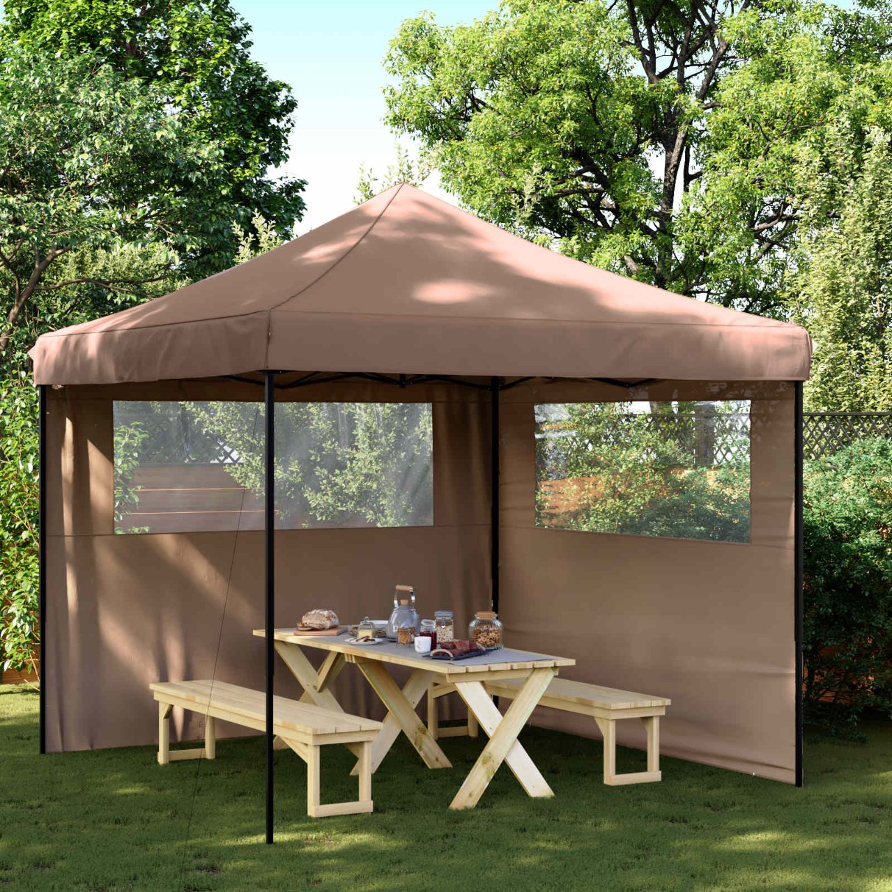 Partyzelt Faltbar Pop-Up Schwarz 292x292x315 cm