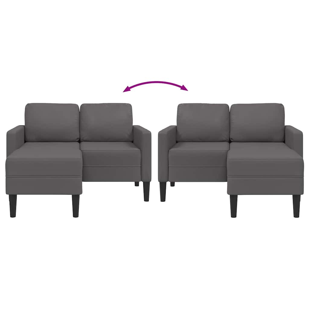 2-Sitzer-Sofa mit Chaiselongue L-förmig Schwarz 125 cm Kunstleder