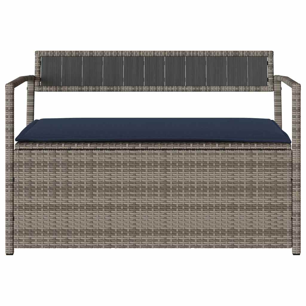 Gartenbank mit Stauraum und Kissen Schwarz Poly Rattan