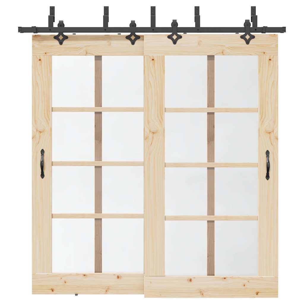 Schiebetürbeschlag-Set 152,5 cm Stahl Schwarz