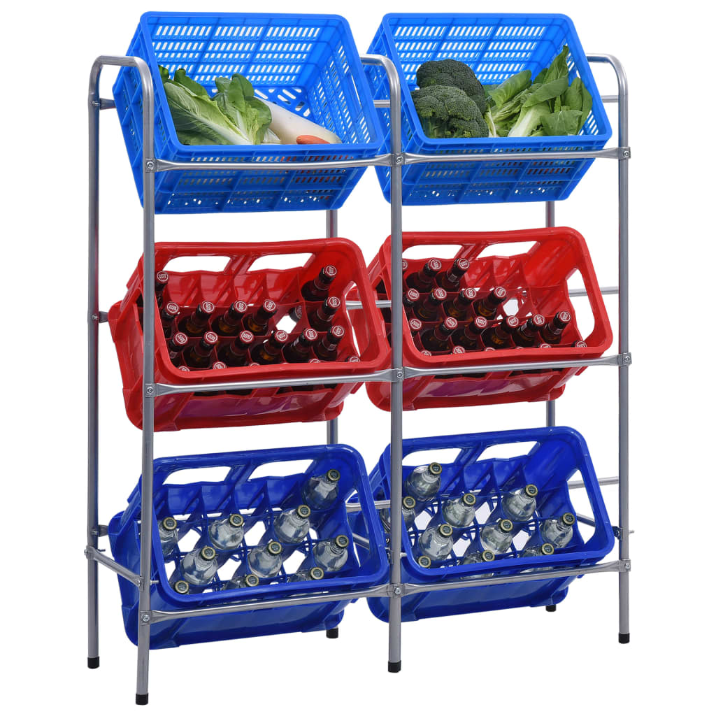 Kistenregal für 3 Kisten Silbern 50x33x116 cm Stahl