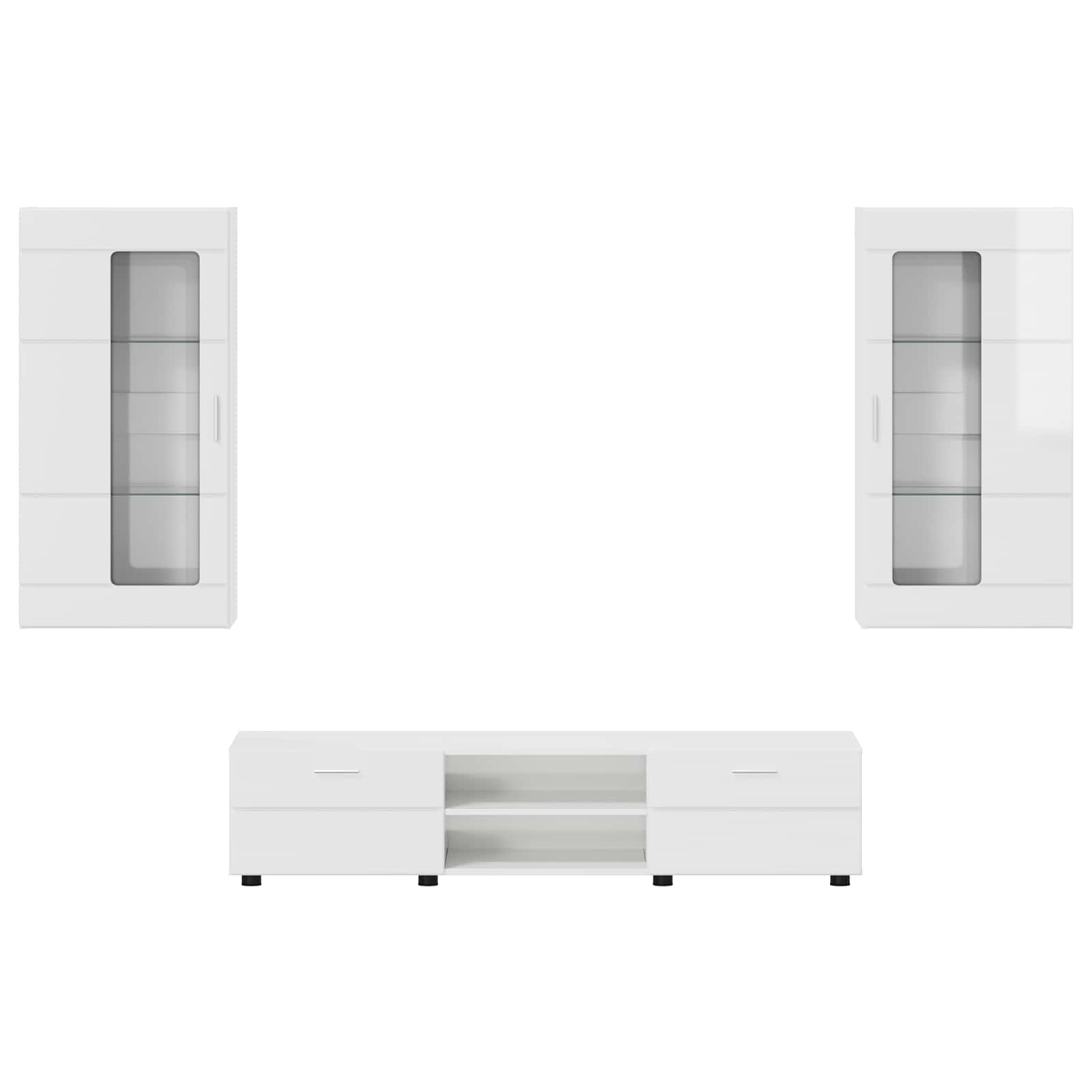 Highboard mit Regal FLORIN Weiß 60 x 35 x 182 cm Holzwerkstoff