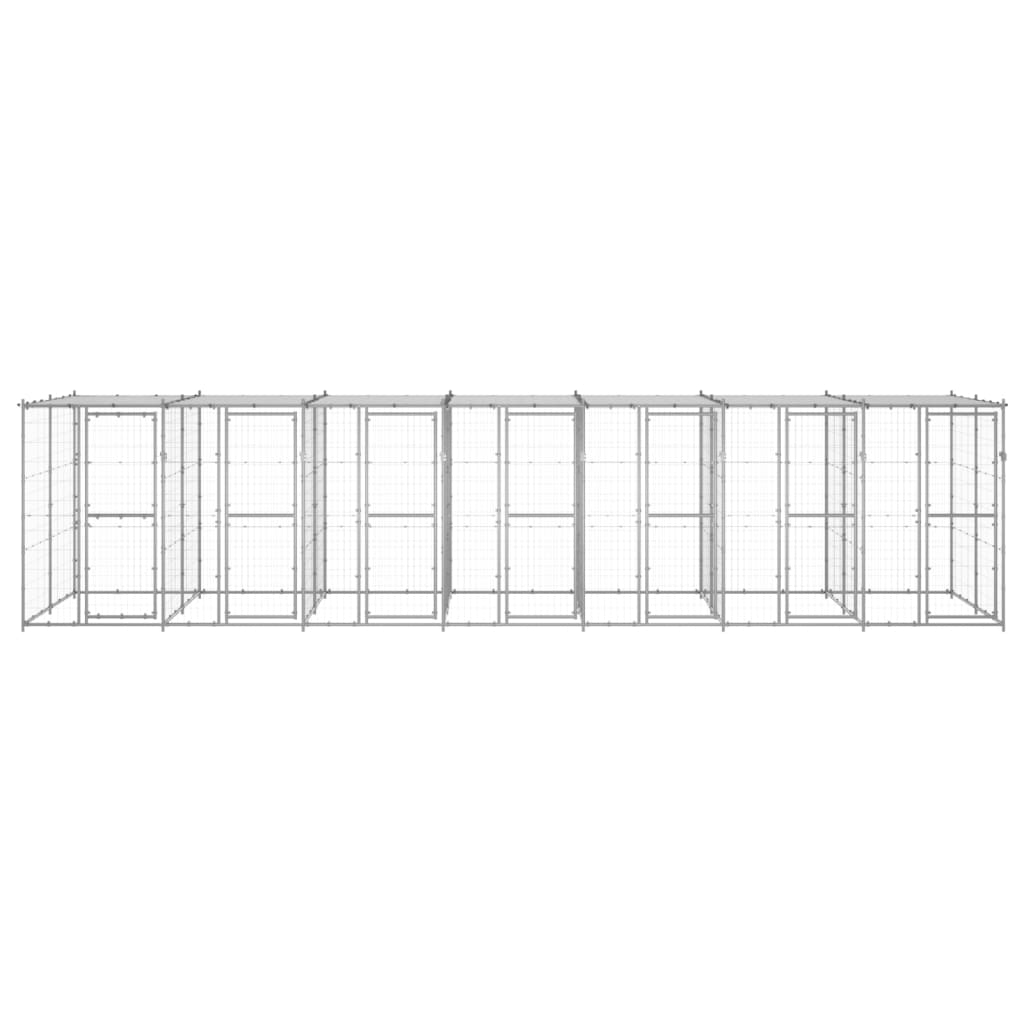 Outdoor-Hundezwinger Stahl mit Überdachung 110x220x180 cm