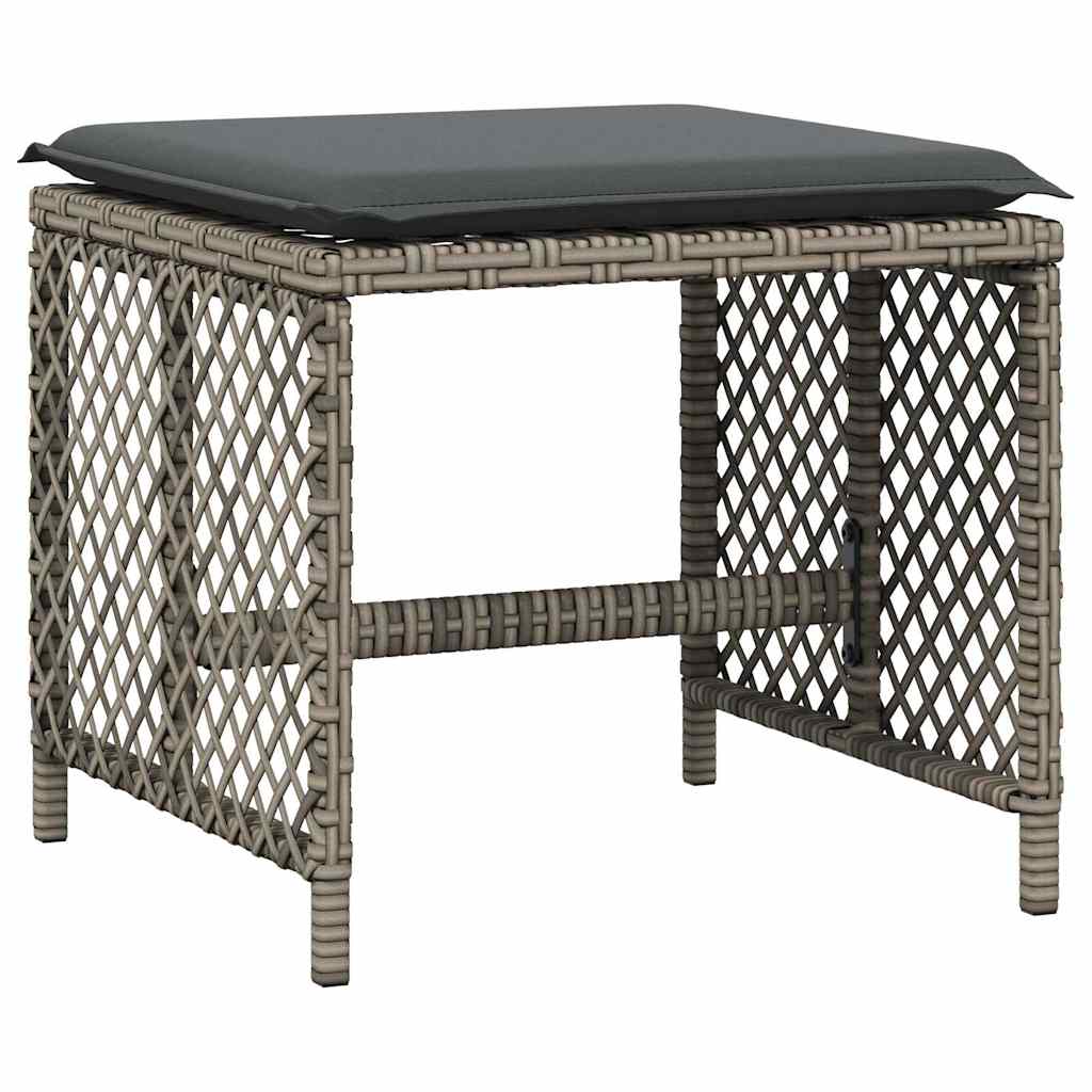 Gartenhocker mit Kissen 4 Stk. Schwarz 41x41x36 cm Poly Rattan