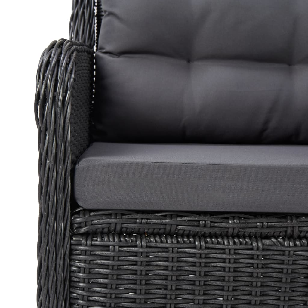 3-tlg. Garten-Bistro-Set mit Auflagen Poly Rattan Schwarz