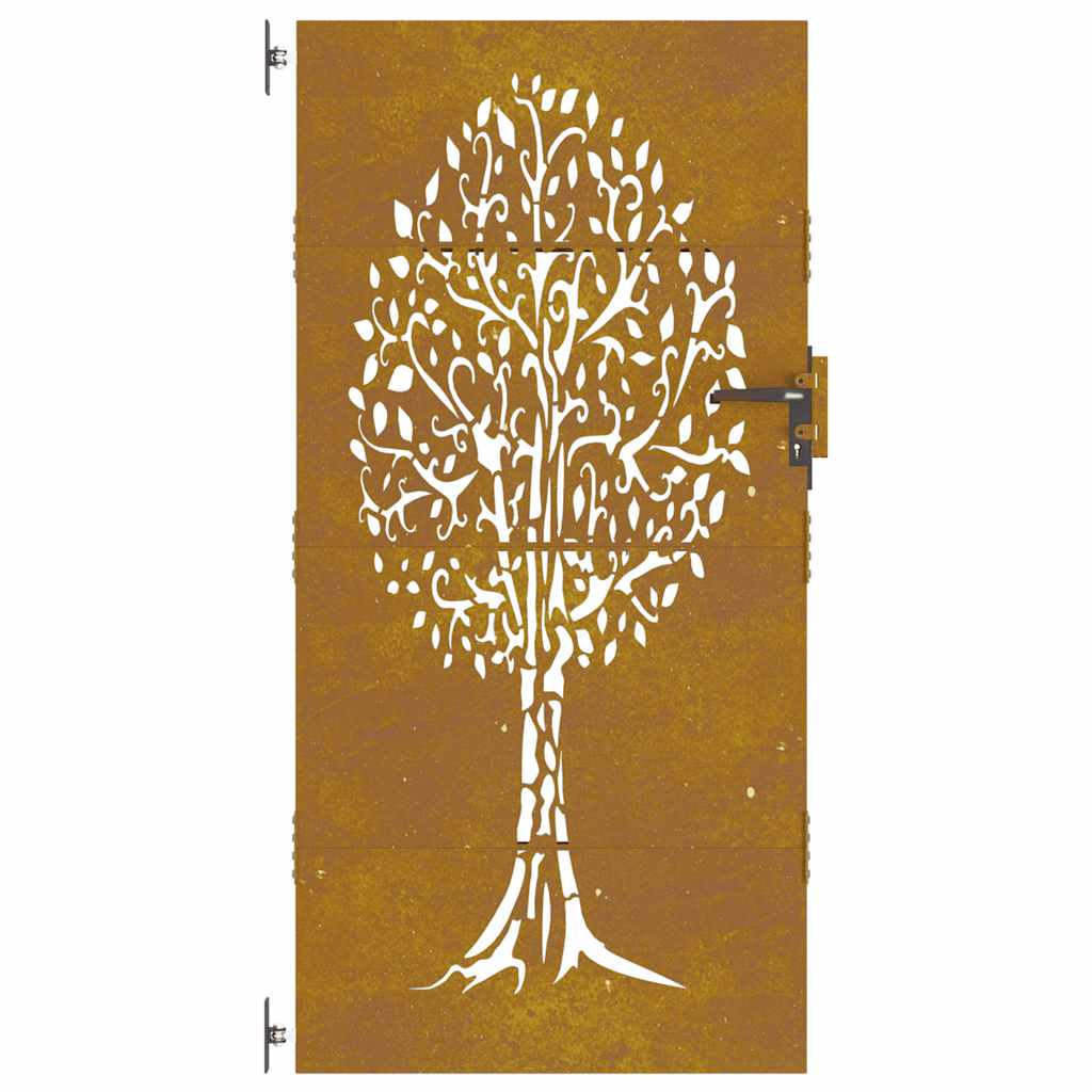 Gartentor 85x75 cm Cortenstahl Baum-Design