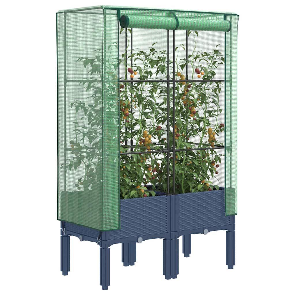 Hochbeet mit Gewächshaus-Aufsatz Rattan-Optik 40x40x140 cm