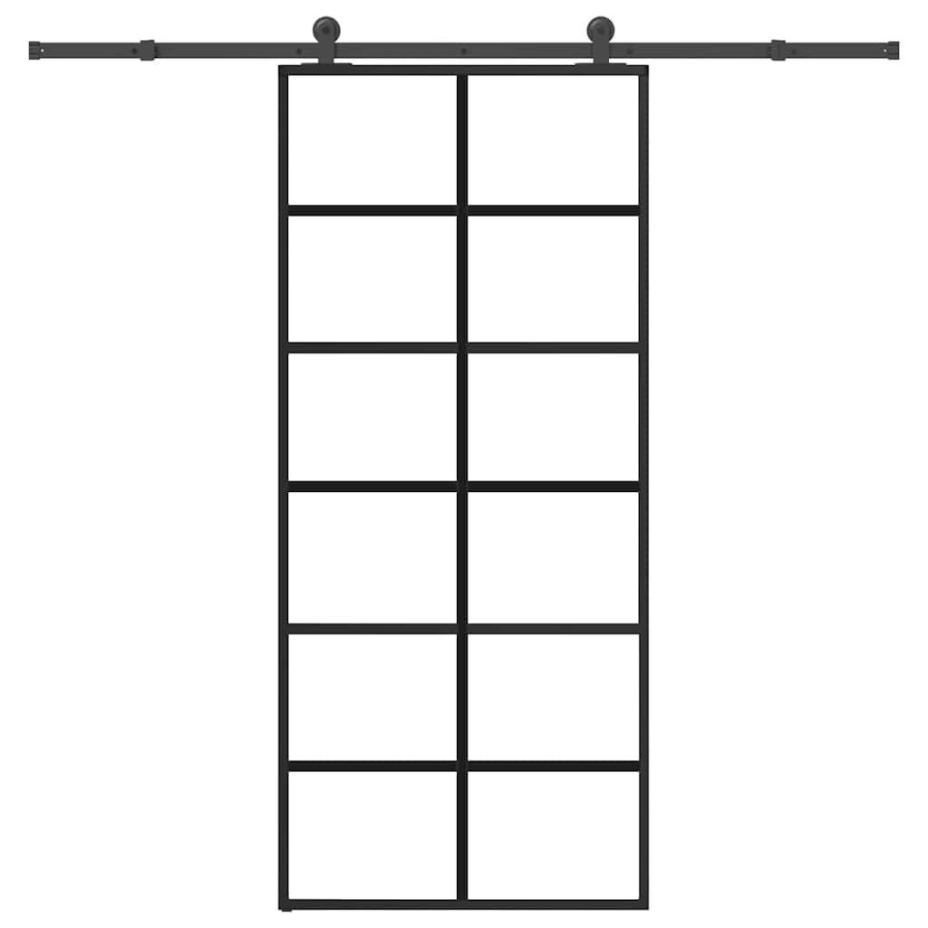 Schiebetür mit Beschlag 76x205 cm ESG-Glas & Aluminium