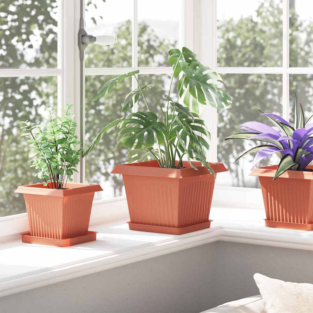 Blumentöpfe 6 pcs Ziegelrot 20 x 20 x 16 cm Kunststoff