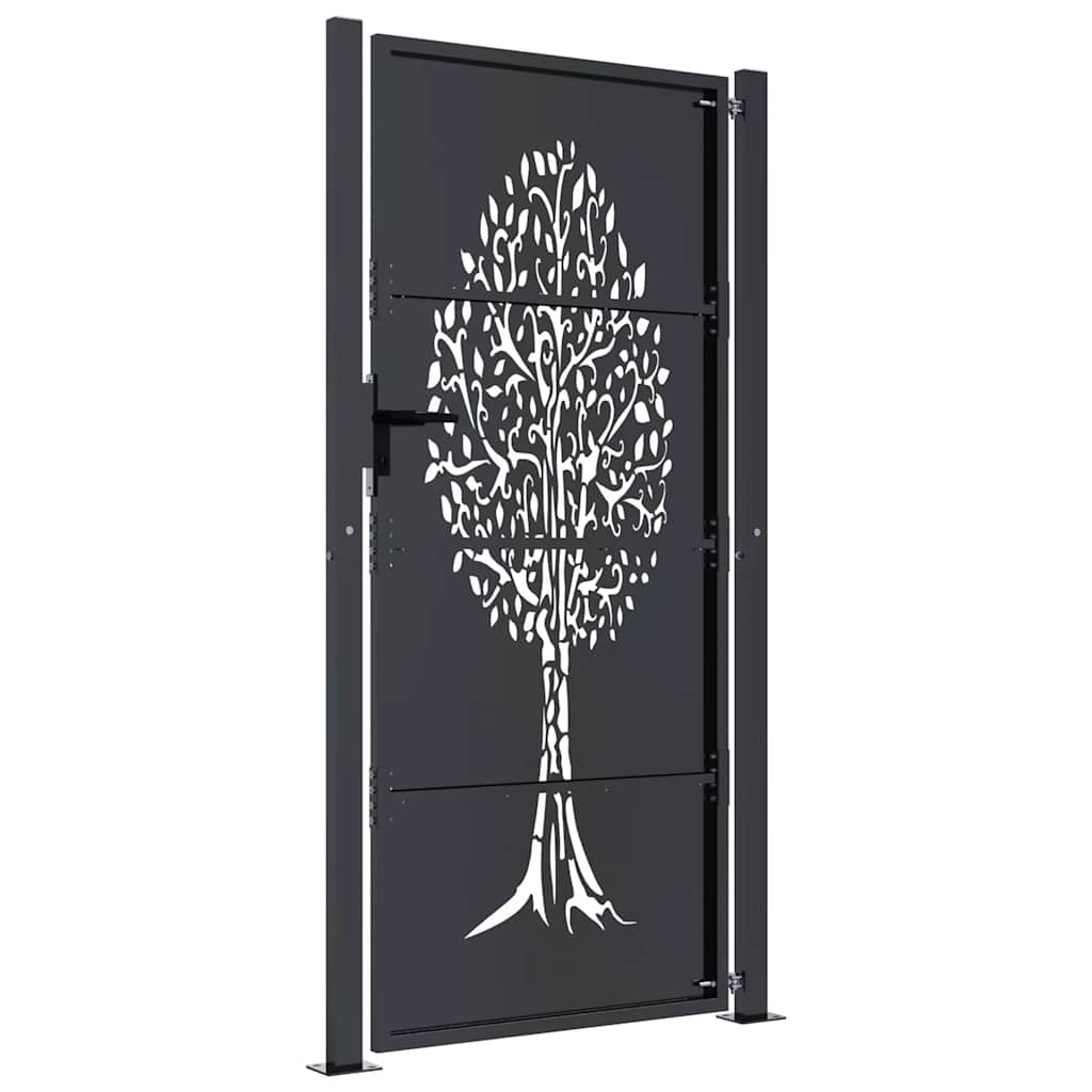 Gartentor Anthrazit 100x75 cm Stahl Baum-Design