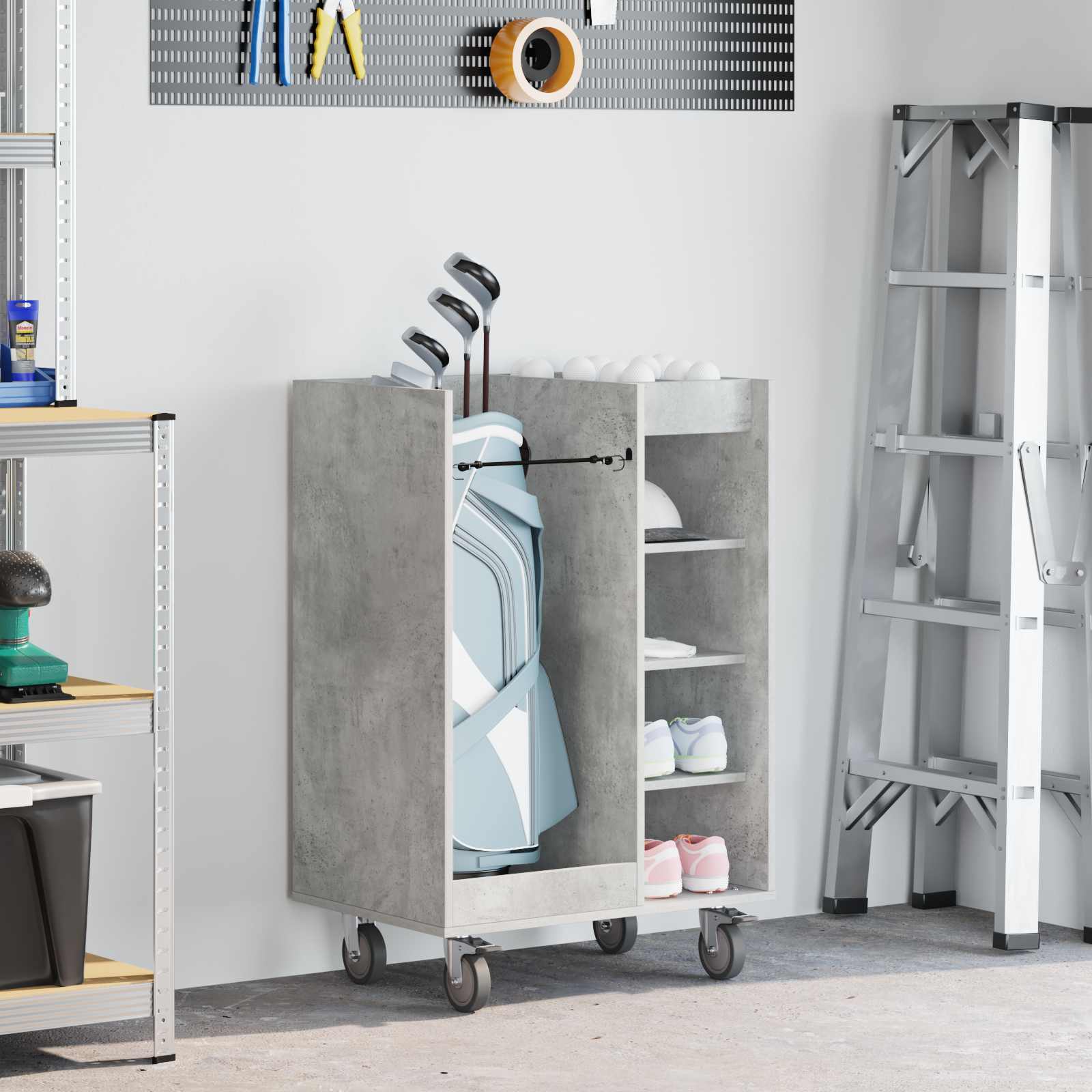 Golf Schrank Mit Rad Uni Weiß 65 x 45 x 98 cm