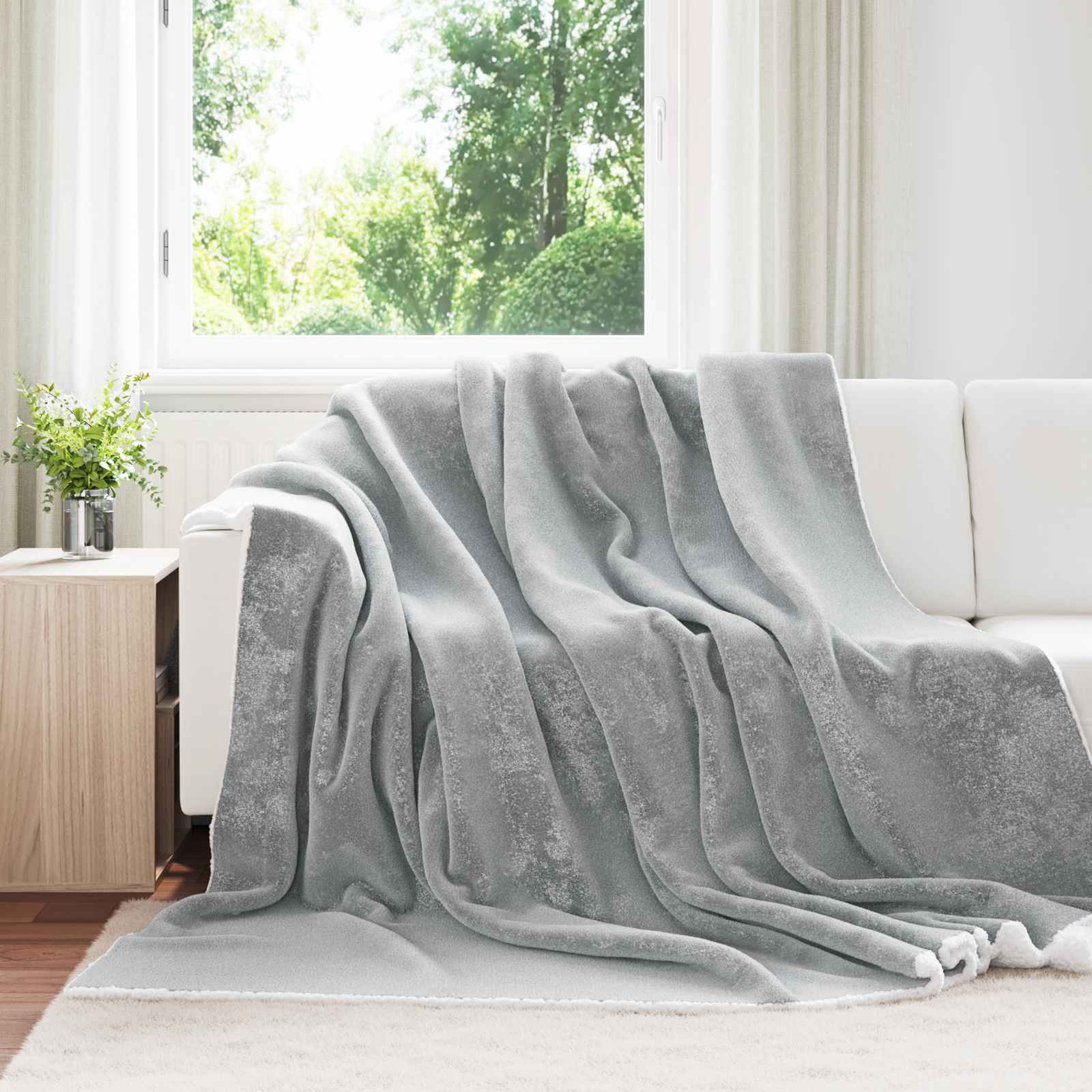 Überwurfdecke Beige 130 x 150 cm Fleece