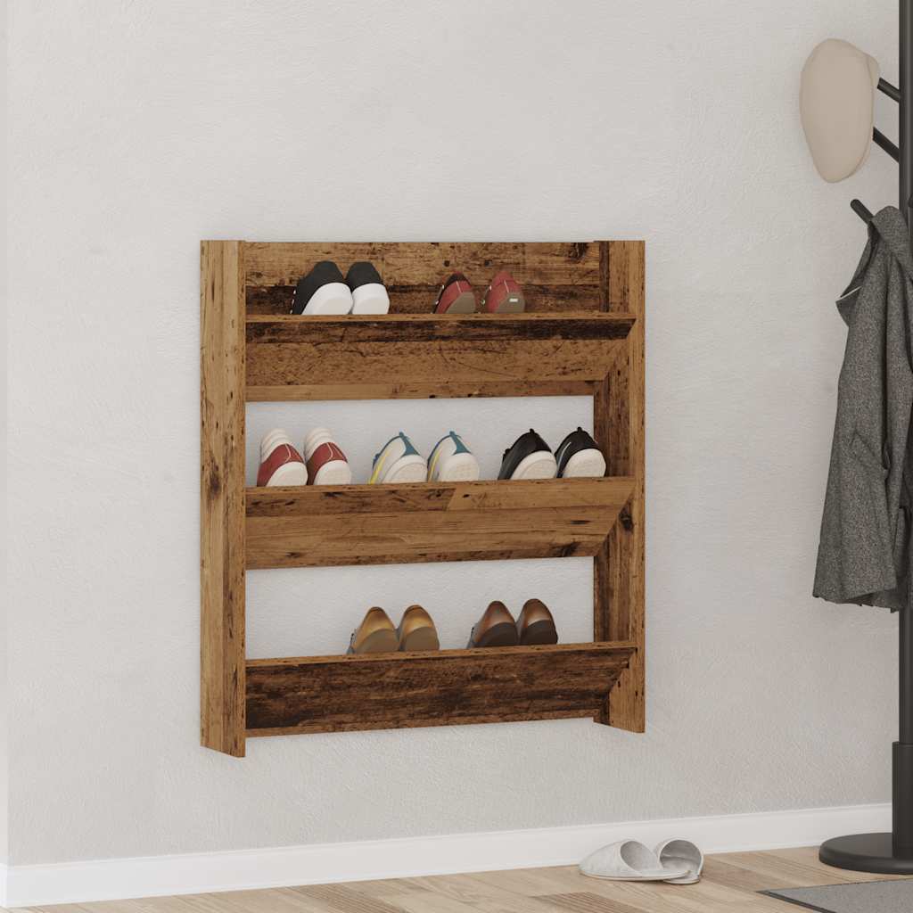 Wand-Schuhschränke 4 Stk. Weiß 60x18x60 cm Holzwerkstoff