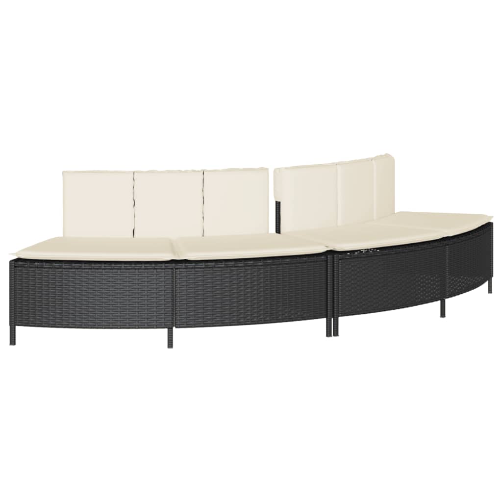 Whirlpool-Bänke mit Auflagen 2 Stk. Grau Poly Rattan