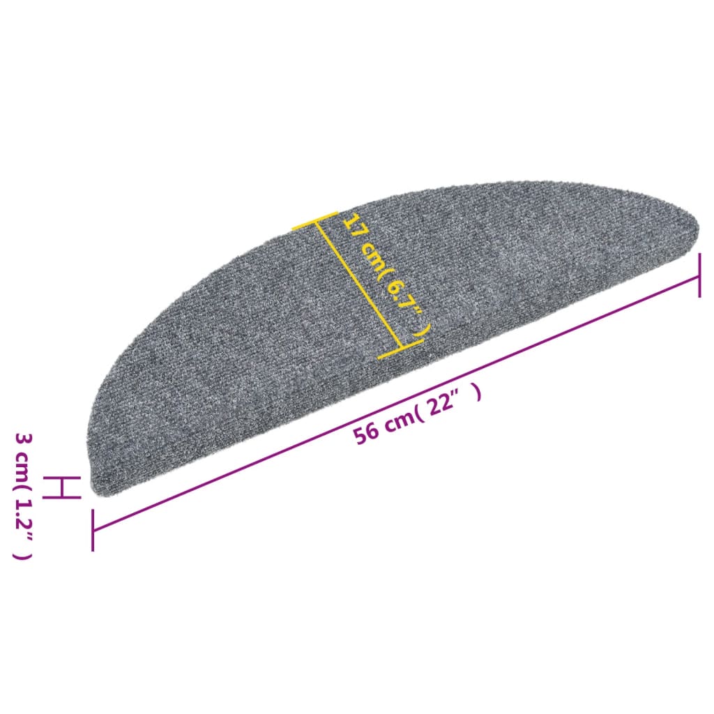 Stufenmatten Selbstklebend 15 Stk. 56x17x3 cm Hellbraun Halbrund