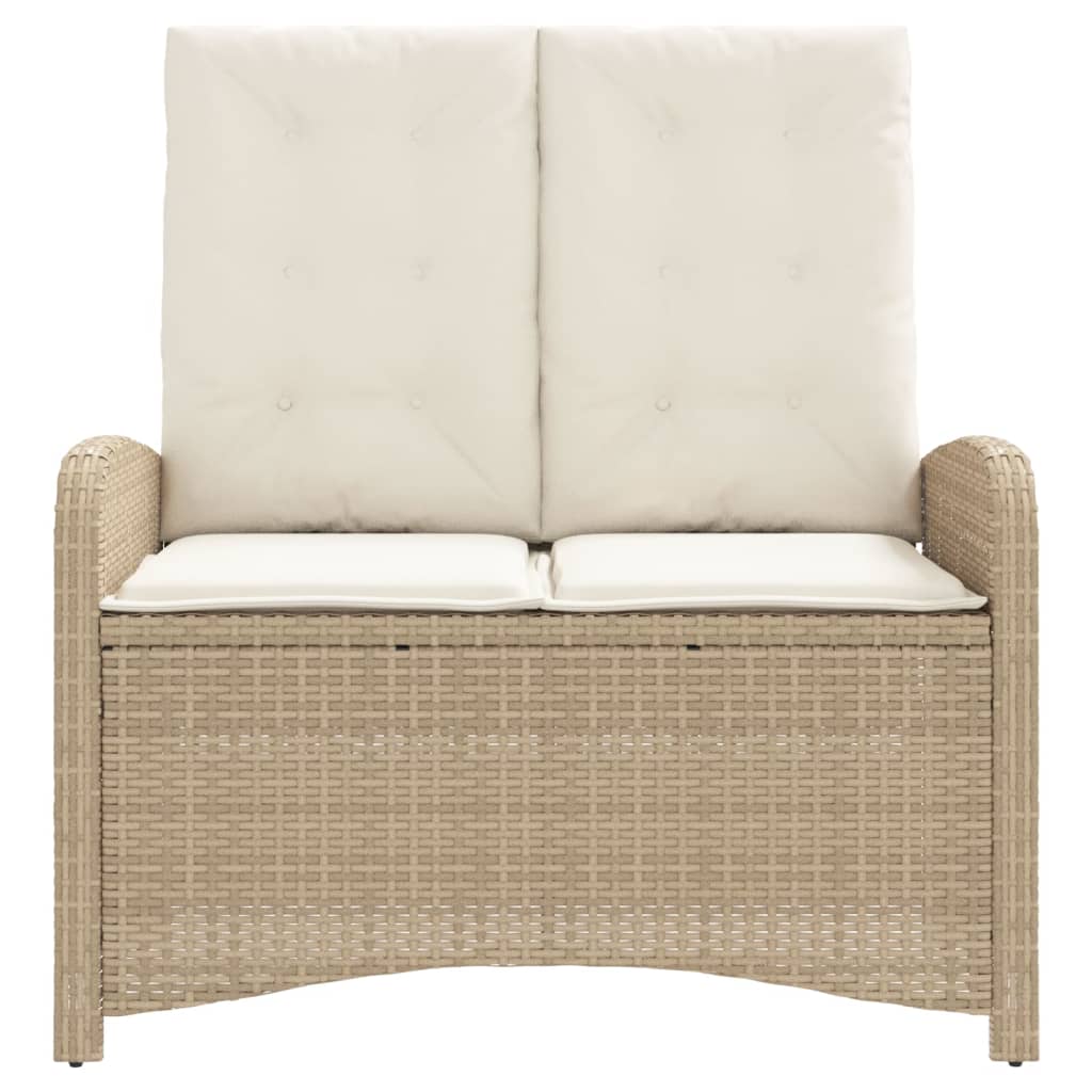Gartenbank Verstellbar mit Kissen Schwarz Poly Rattan