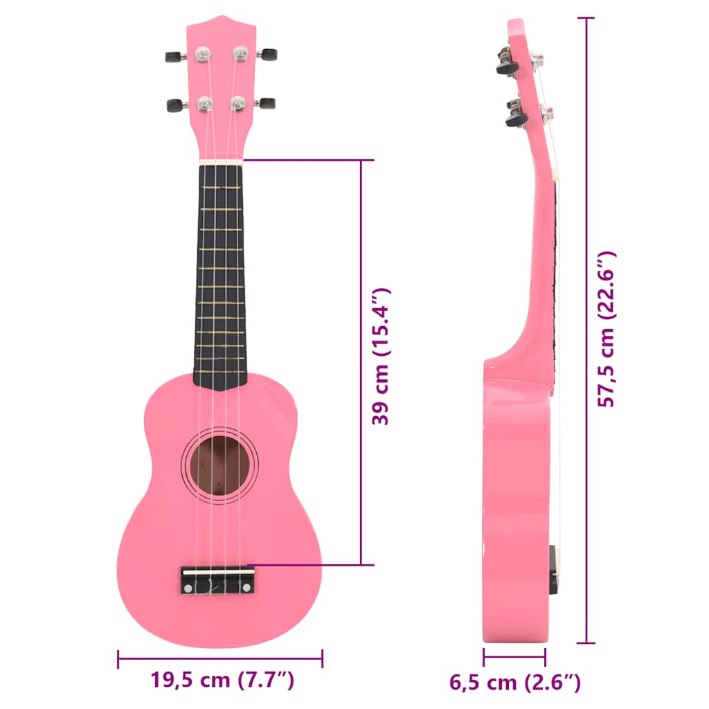 Sopran Ukulele Set für Kinder mit Tasche Dunkles Holz 21
