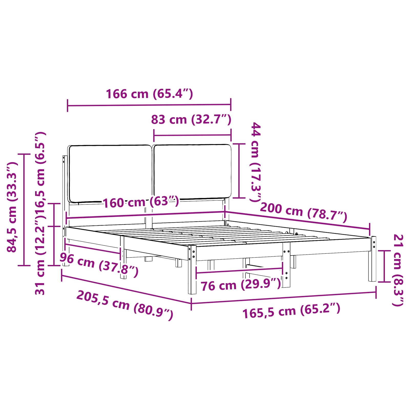 Bettgestell mit gepolstertem Kopfteil Hellgrau 200 x 200 cm
