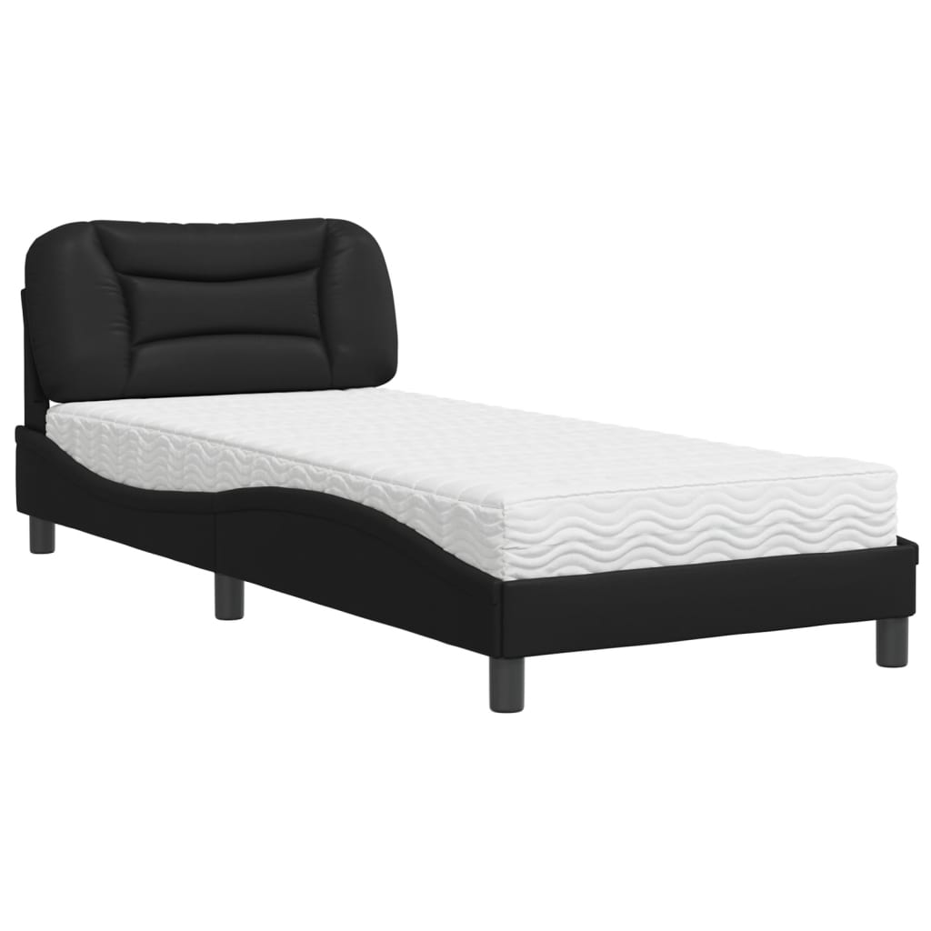 Bett mit Matratze "Hvar" Schwarz 80x200 cm Kunstleder