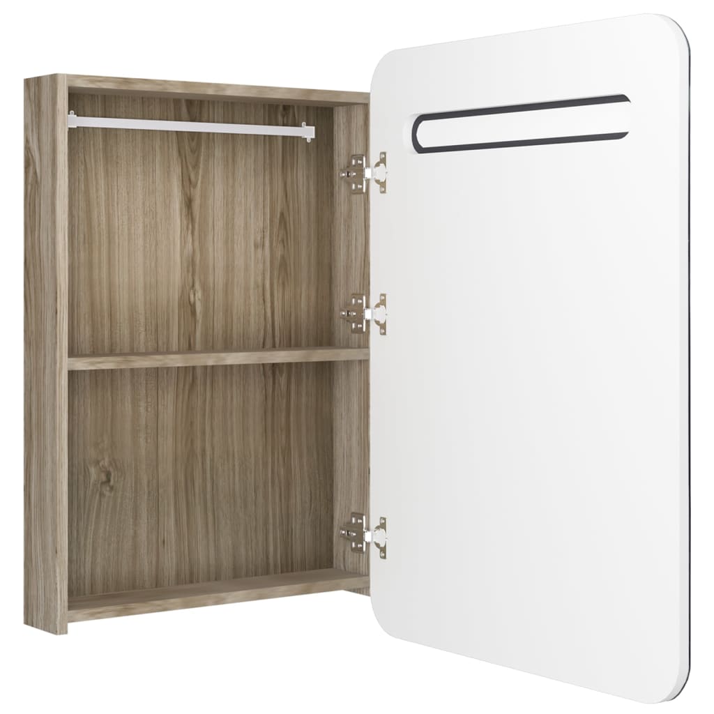 LED-Bad-Spiegelschrank Glänzendes Grau 60x11x80 cm