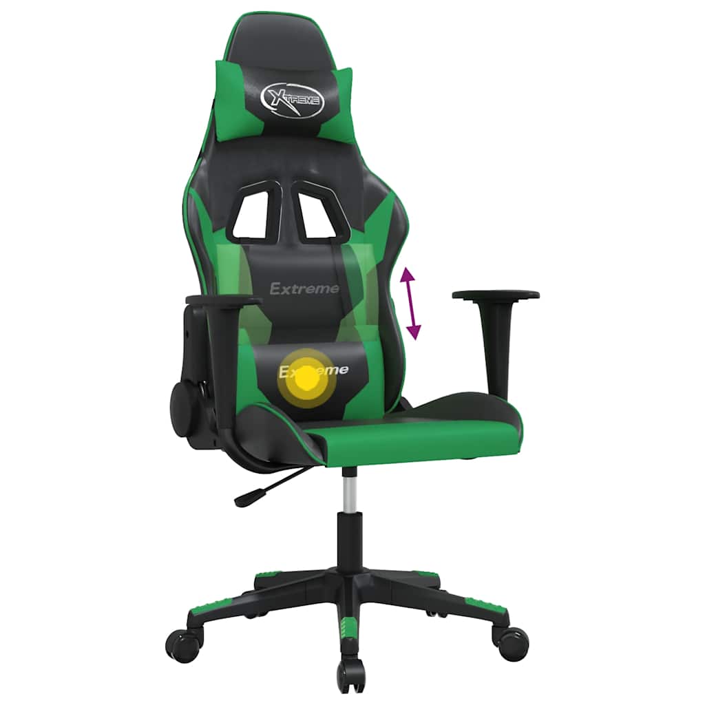 Gaming-Stuhl mit Massagefunktion Schwarz und Blau Kunstleder