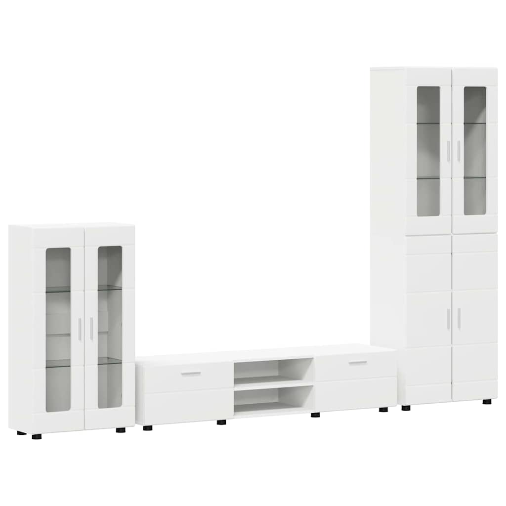 Highboard mit Regal FLORIN Weiß 60 x 35 x 182 cm Holzwerkstoff